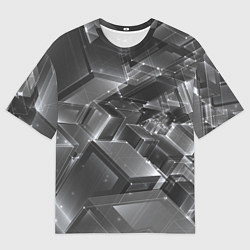 Футболка оверсайз мужская Прозрачные кубы, цвет: 3D-принт