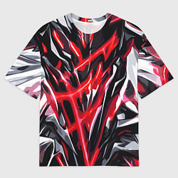 Мужская футболка оверсайз Красная энергетическая абстракция