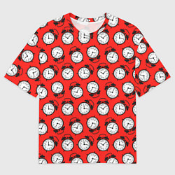 Мужская футболка оверсайз Будильник паттерн