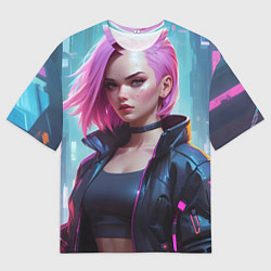 Мужская футболка оверсайз Cyberpunk 2077 a girl