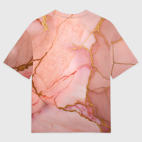 Мужская футболка оверсайз Текстура розового мрамора с золотом / 3D-принт – фото 2