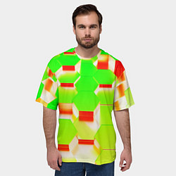 Футболка оверсайз мужская Кислотные соты, цвет: 3D-принт — фото 2
