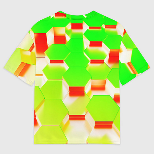 Мужская футболка оверсайз Кислотные соты / 3D-принт – фото 2