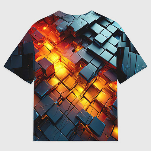 Мужская футболка оверсайз Трехмерные кубики с разрушением / 3D-принт – фото 2