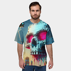 Футболка оверсайз мужская Cool pixel skull - ai art fantasy, цвет: 3D-принт — фото 2