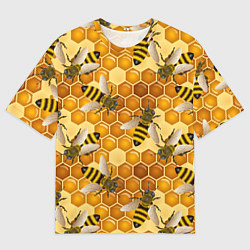 Мужская футболка оверсайз Пчелиный цветной паттерн