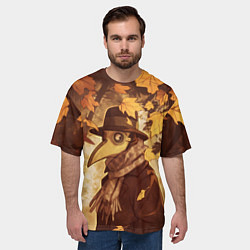 Футболка оверсайз мужская Чумной доктор в осеннем лесу, цвет: 3D-принт — фото 2