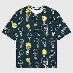 Футболка оверсайз мужская Инновации паттерн - лампочки электрические излучен, цвет: 3D-принт