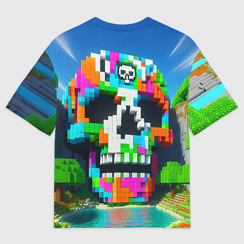 Мужская футболка оверсайз Minecraft landscape with skull - ai art fantasy / 3D-принт – фото 2