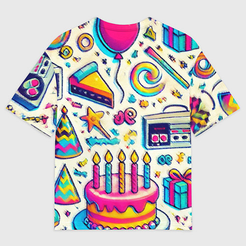 Мужская футболка оверсайз Праздник 90х игры сладости и ностальгия / 3D-принт – фото 2