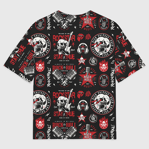 Мужская футболка оверсайз High voltage rock and roll forever / 3D-принт – фото 2