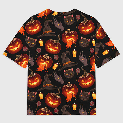 Мужская футболка оверсайз Хэллоуин цветной паттерн / 3D-принт – фото 2