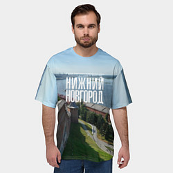 Футболка оверсайз мужская Нижний Новгород на слиянии рек Волги и Оки, цвет: 3D-принт — фото 2