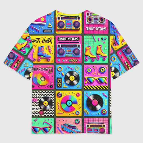 Мужская футболка оверсайз Вибрации 90-х вечеринка в стиле ретро / 3D-принт – фото 2