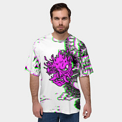 Футболка оверсайз мужская Cyberpunk neon dragon, цвет: 3D-принт — фото 2