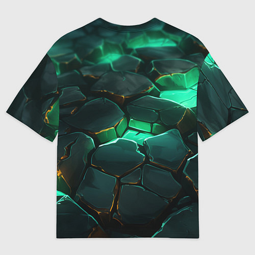 Мужская футболка оверсайз Зеленые камни с освещением текстура / 3D-принт – фото 2