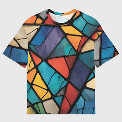 Мужская футболка оверсайз Цветное стекло витраж