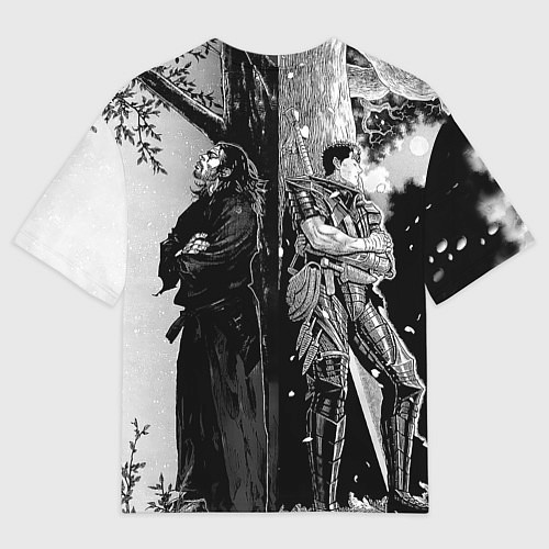 Мужская футболка оверсайз Berserk and Miyamoto Musashi / 3D-принт – фото 2