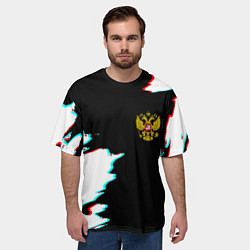 Футболка оверсайз мужская Герб глитч краски, цвет: 3D-принт — фото 2
