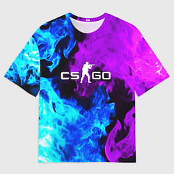 Мужская футболка оверсайз CSGO neon flame