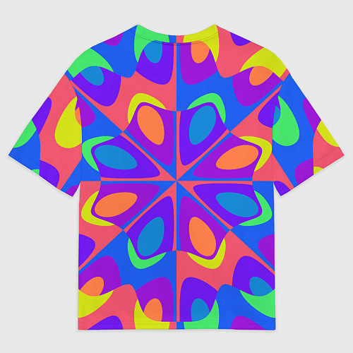 Мужская футболка оверсайз Оптический узор красочная мозаика / 3D-принт – фото 2