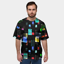 Футболка оверсайз мужская Окна ночного города, цвет: 3D-принт — фото 2