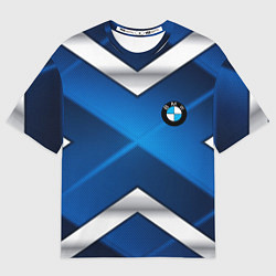 Футболка оверсайз мужская BMW metalic blue abstract, цвет: 3D-принт