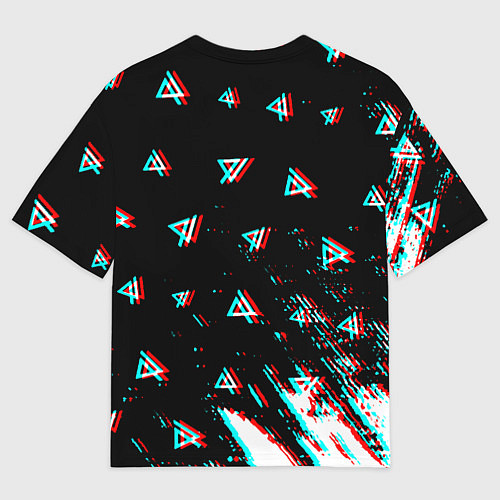 Мужская футболка оверсайз Linkin park glitch patern / 3D-принт – фото 2