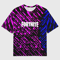 Мужская футболка оверсайз Фортнайт полосы неоновые