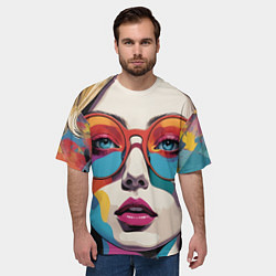 Футболка оверсайз мужская Девушка в солнечных очках поп-арт, цвет: 3D-принт — фото 2