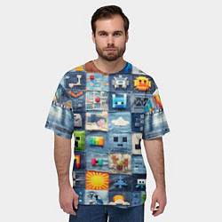 Футболка оверсайз мужская Minecraft фигуры на пэчворк, цвет: 3D-принт — фото 2