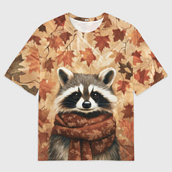 Мужская футболка оверсайз Енот в шарфе