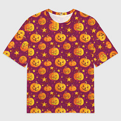 Футболка оверсайз мужская Веселые тыквы на Хэллоуин, цвет: 3D-принт