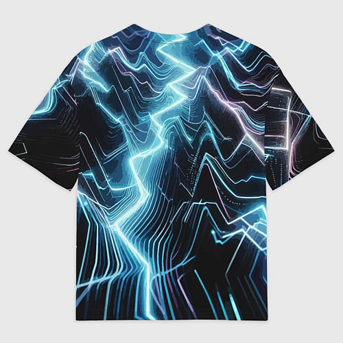 Мужская футболка оверсайз Разряд молнии - неоновое свечение / 3D-принт – фото 2