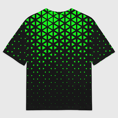 Мужская футболка оверсайз Геометрический градиент - чёрно-зелёный / 3D-принт – фото 2
