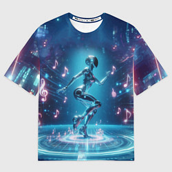 Мужская футболка оверсайз Cyber robot girl - ai art fantasy