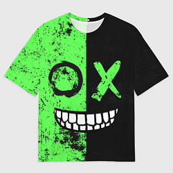 Футболка оверсайз мужская Кислотный злобный смайлик, цвет: 3D-принт