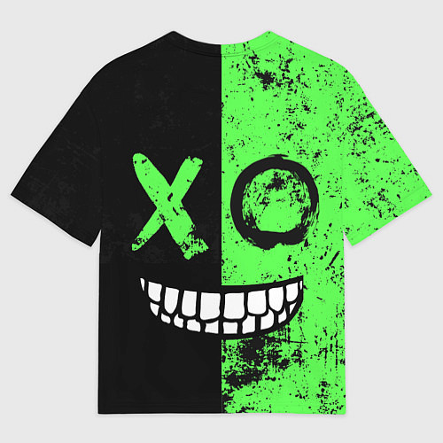 Мужская футболка оверсайз Кислотный злобный смайлик / 3D-принт – фото 2