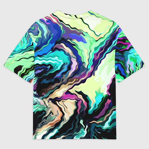 Мужская футболка оверсайз Абстракция смесь красок сине-зелёный / 3D-принт – фото 2