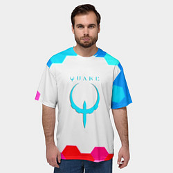 Футболка оверсайз мужская Квейк соты, цвет: 3D-принт — фото 2