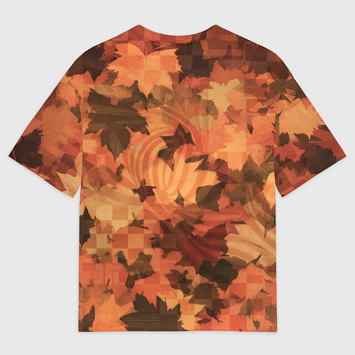 Мужская футболка оверсайз Тыквенный Джек в осенних листьях / 3D-принт – фото 2