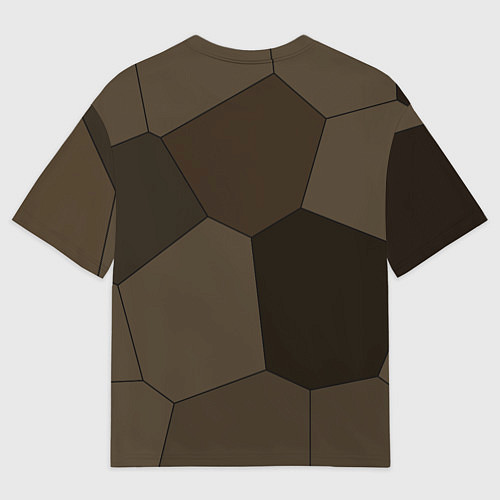 Мужская футболка оверсайз Тёмно-коричневый крупная мозаика / 3D-принт – фото 2