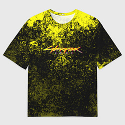 Мужская футболка оверсайз Cyberpunk брызги красок