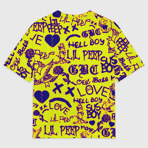 Мужская футболка оверсайз Lil peep rap pattern / 3D-принт – фото 2