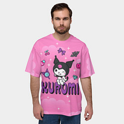 Футболка оверсайз мужская Куроми в розовых облаках, цвет: 3D-принт — фото 2