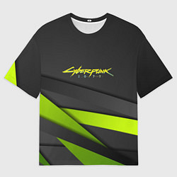Мужская футболка оверсайз Cyberpunk 2077 stripes line