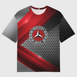 Мужская футболка оверсайз Mercedes benz текстура метал