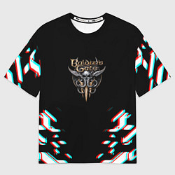 Мужская футболка оверсайз Baldurs Gate glitch geometry