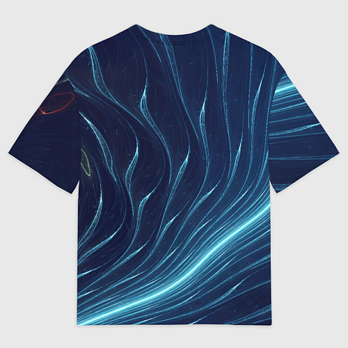Мужская футболка оверсайз Линии абстрактные неоновые / 3D-принт – фото 2