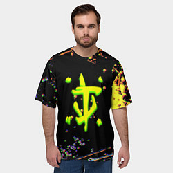 Футболка оверсайз мужская Doom кислотное лого глитч, цвет: 3D-принт — фото 2
